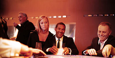 Guests play stud poker with a lot of fun.