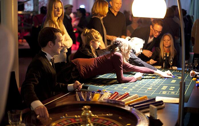 Guests place their bets at roulette